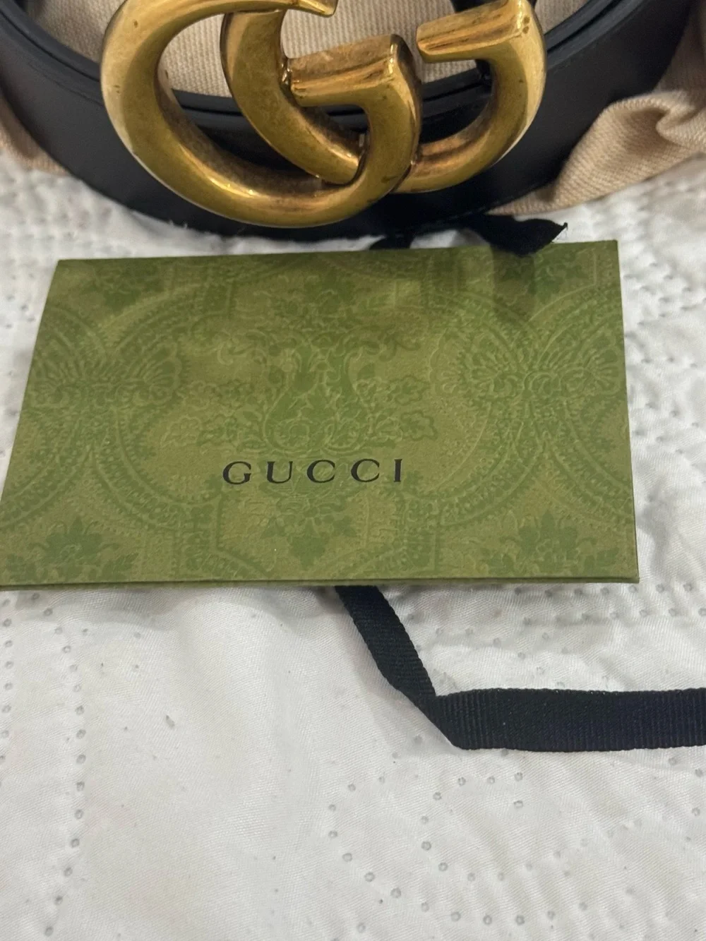 Gucci Black Leather Belt with Gold Double G Buckle